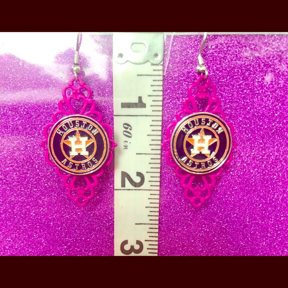 Metal Lace Hot Pink Houston Astros Earrings